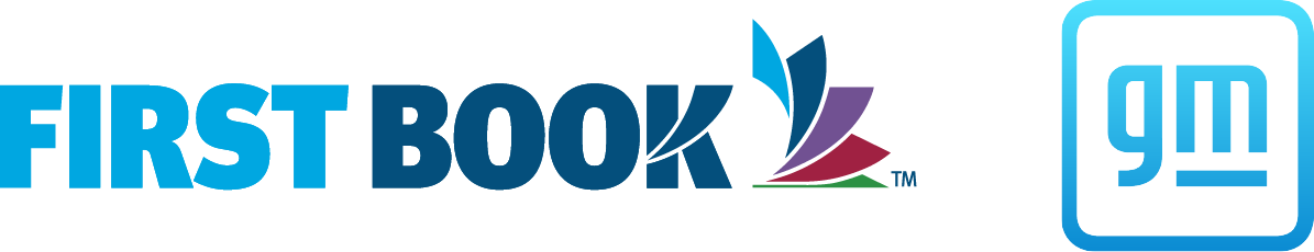 First Book logo andGM logo side by side.
